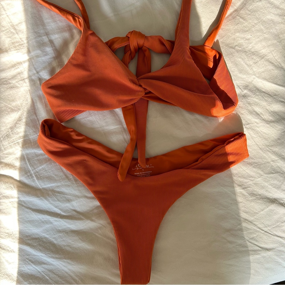 Serei Swim Bikini Set in Ribbed Papaya -